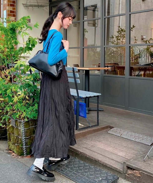 バンディングプリーツエロングスカート